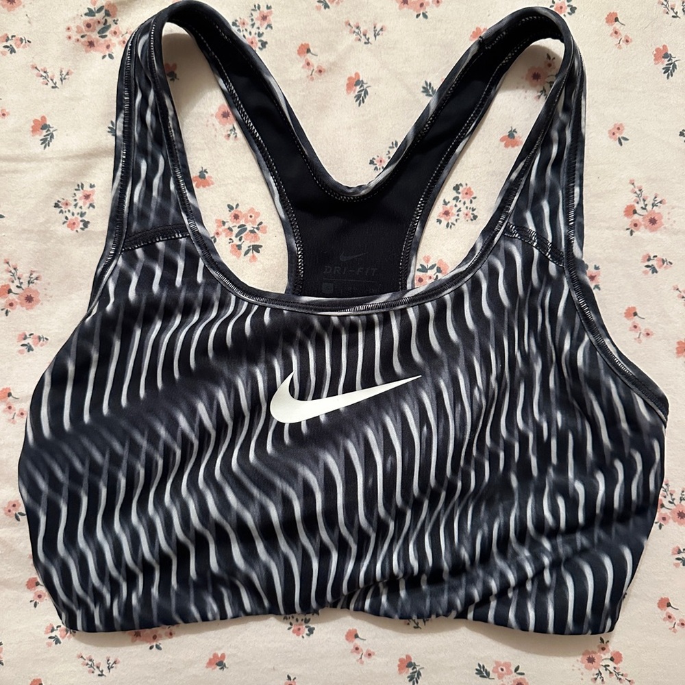 Nike Black & White Patterned Dri-FIT Sports Bra